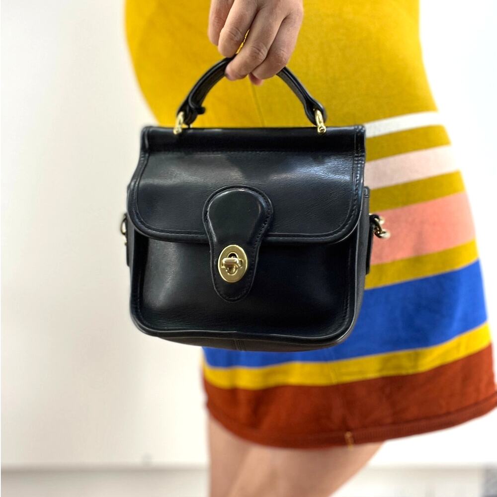 Vintage Coach Winnie Top Handle Bag Black Leather Purse - Picture 12 of 12